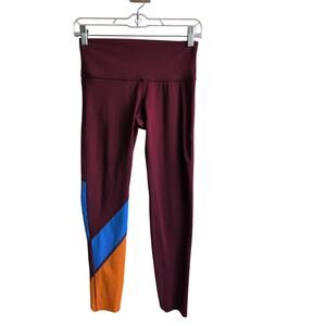 cotopaxi Maroon Leggings with Blue and Orange Colorblock